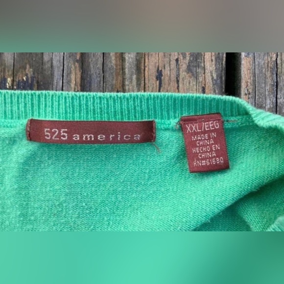 525 AMERICA GREEN VNECK SWEATER WOMENS XXL - Picture 5 of 6